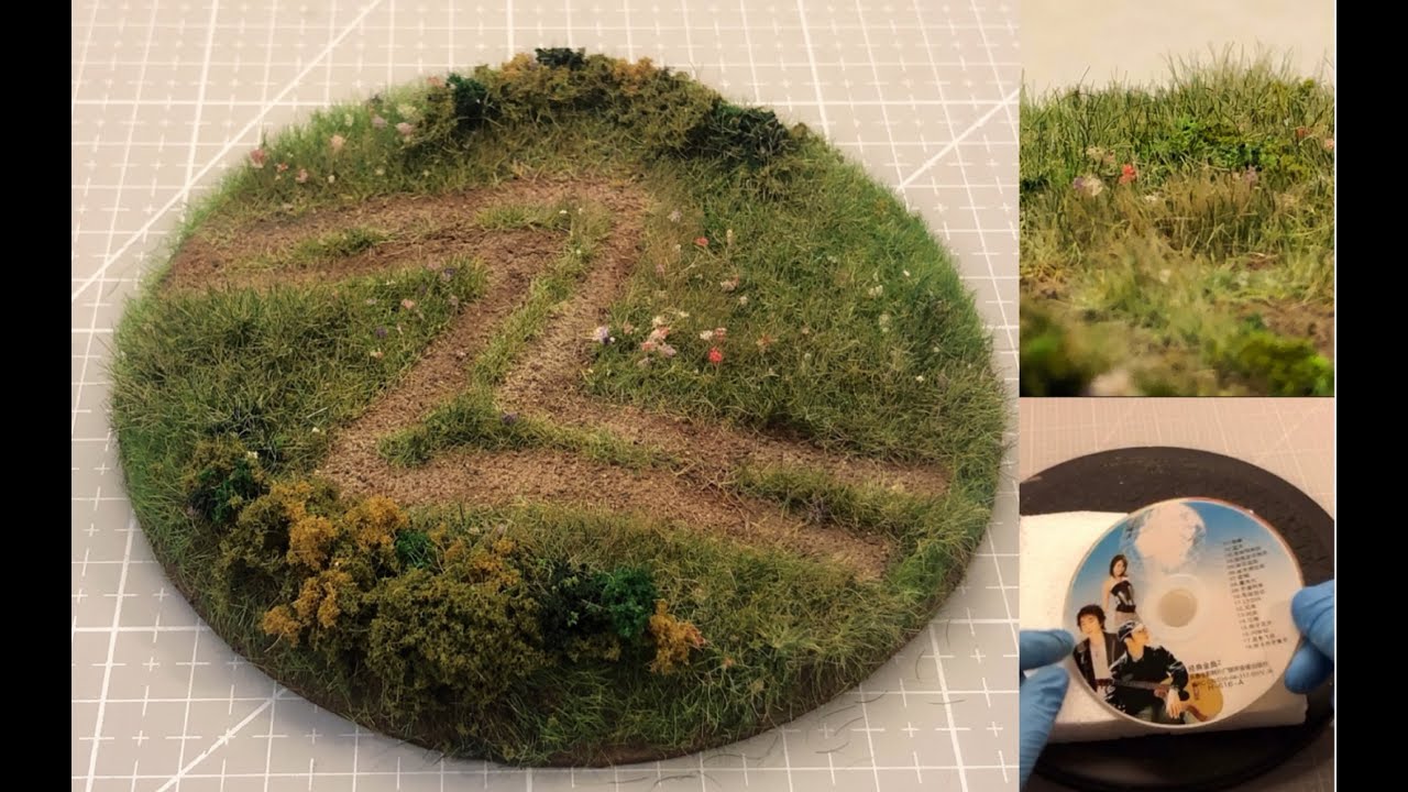 【微缩场景模型】用光盘制作草地
