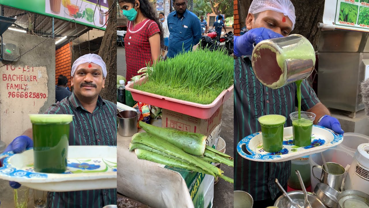 WHEAT GRASS JUICE | Healthy Juice Center In Hyderabad | Sri Ganesh Juice Center | Bagh Lingampally