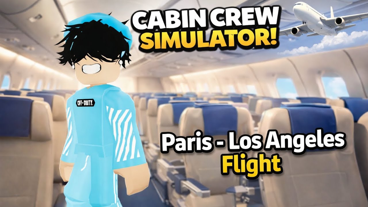 Cabin Crew Simulator Paris-Los Angeles flight with Azerbaijan Airlines #roblox #airport #aviation 
