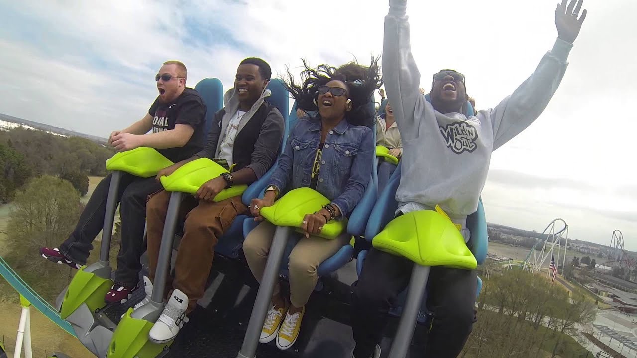 3 Live Crew (102 JAMZ morning show) rides FURY 325 at Carowinds in Charlotte, NC - Reverse POV