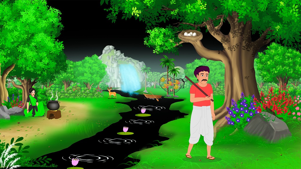 मछुआरे का भाग्य और तालाब का रहस्य | Hindi kahaniya | moral story | cartoon kahani #cartoon