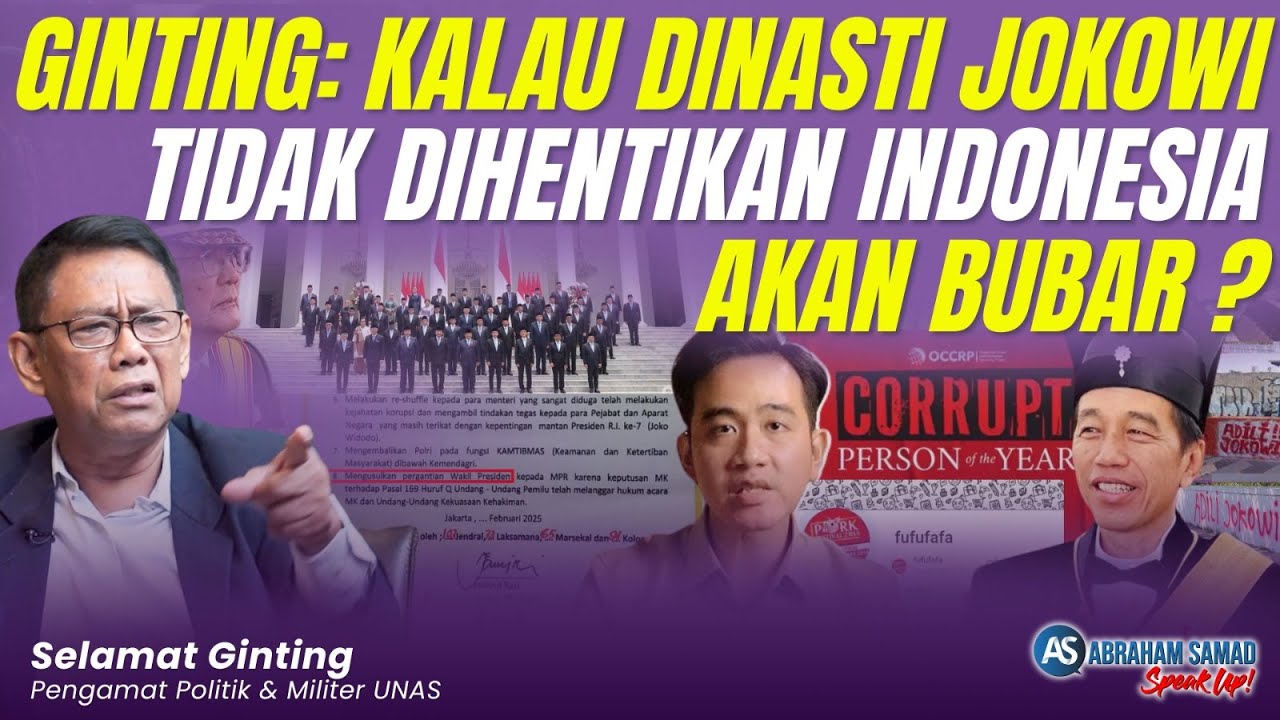 Selamat Ginting: Kalau Dinasti Jokowi Tidak Dihentikan Indonesia Akan Bubar? | #SPEAKUP
