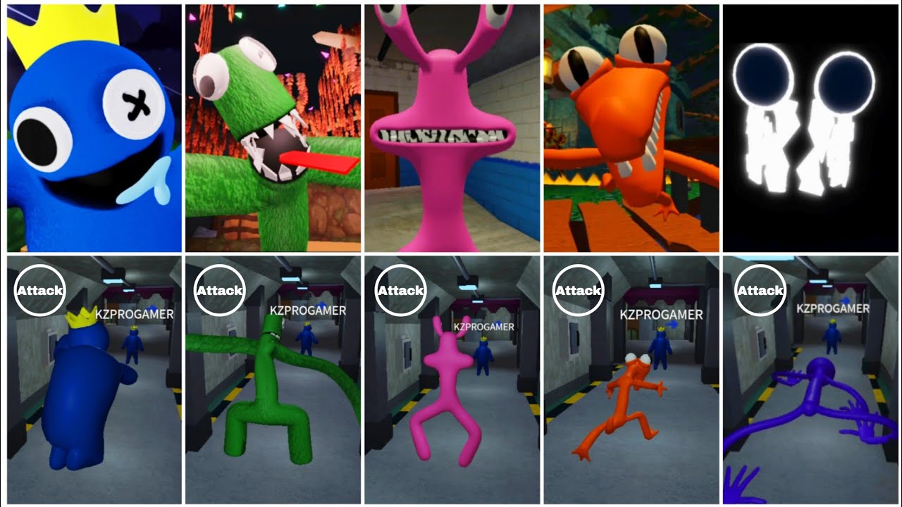 Rainbow Friends: Blue vs Green vs Orange vs Pink - ALL Jumpscares!