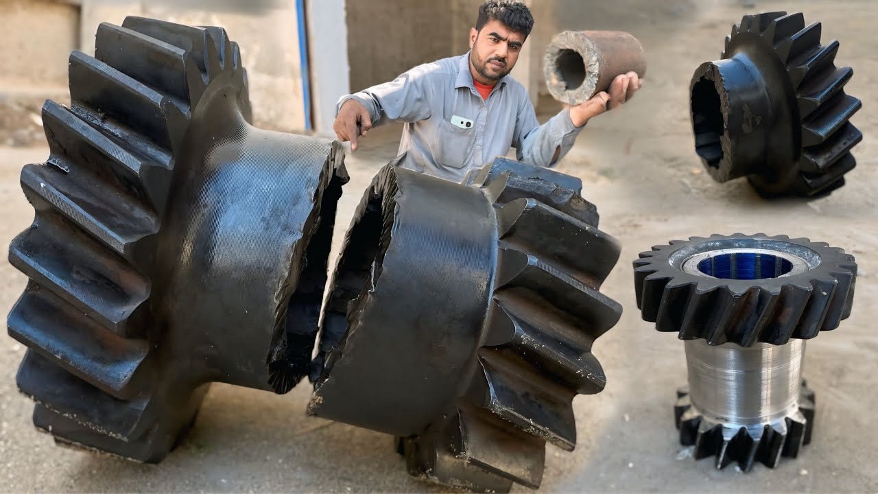 Watch a Broken Double Helical Pinion Gear Expertly Rebuilt Using Advanced Welding and Machining…