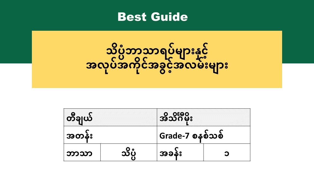 [BG] Grade 7 Science - သိပ္ပံ၏သဘောသဘာဝ အပိုင်း(၂)