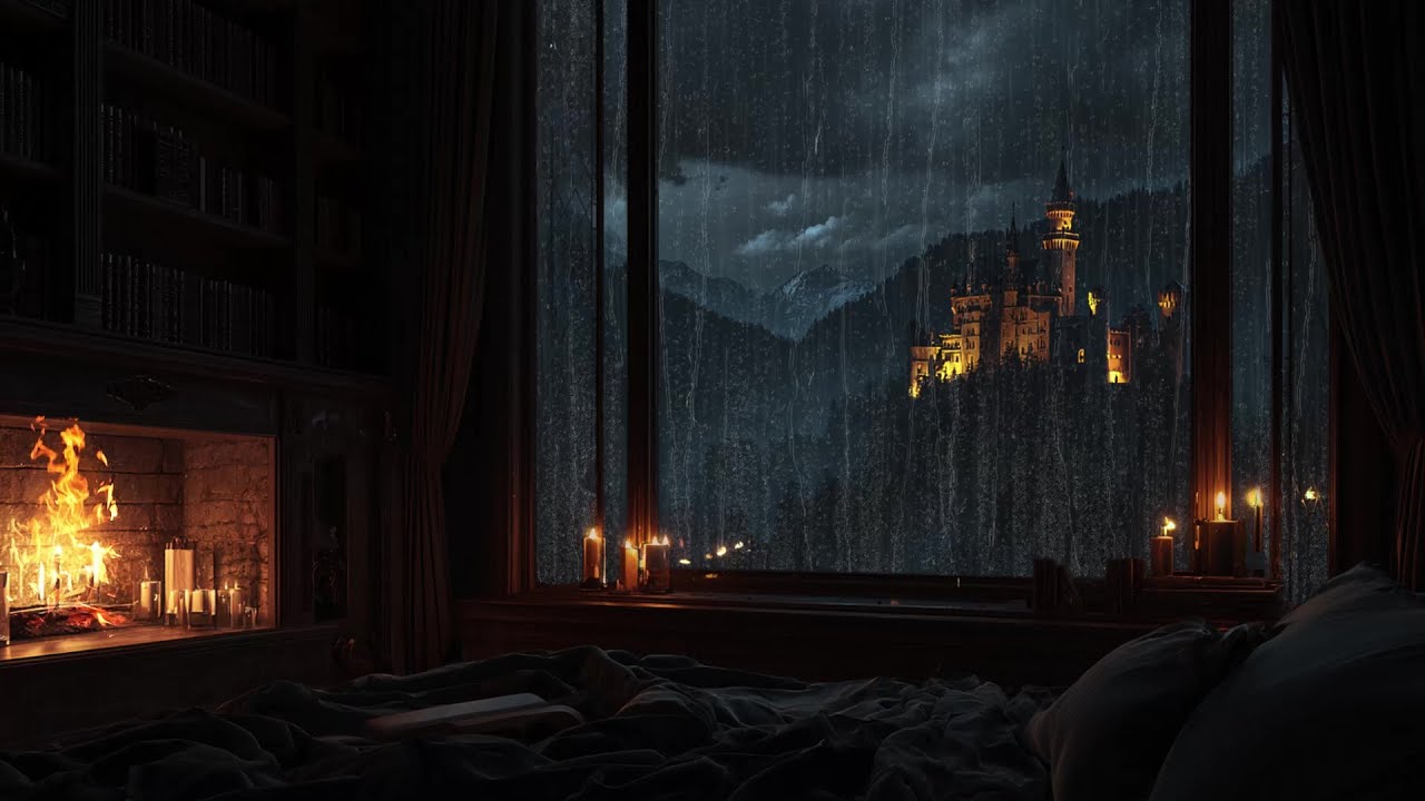 The Coziest Ancient Castle Ambience | Rain, Fire, Thunder for Deep Sleep | Say Goodbye to Insomnia