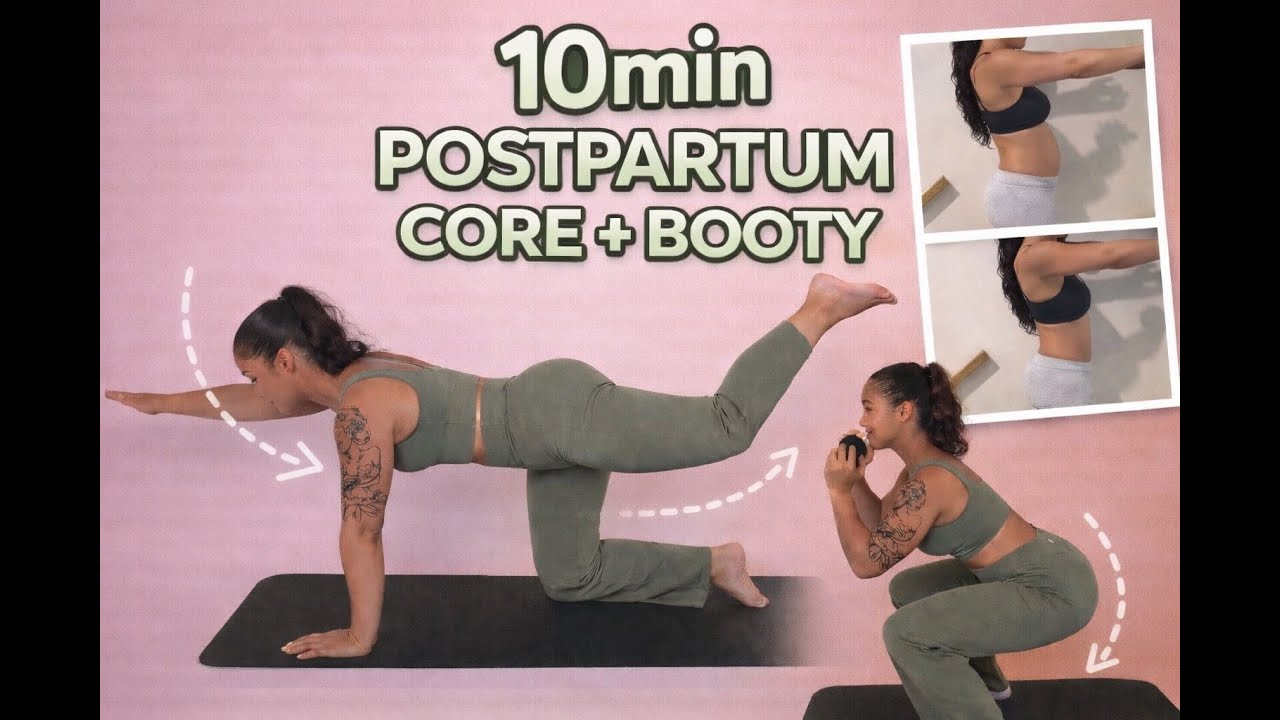 10 Minute Postpartum Core & Booty Workout (Diastasis Recti Safe) No Equipment - Heal & Sculpt