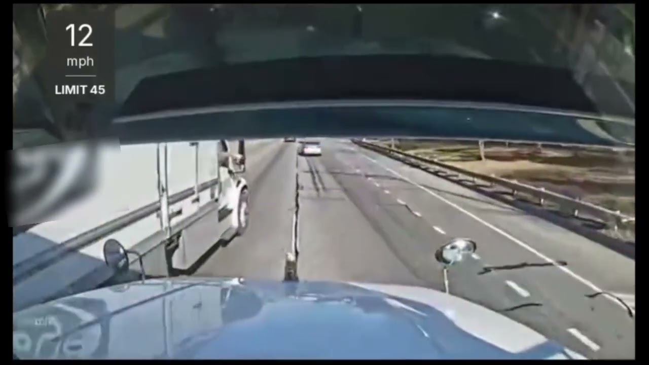 Tractor Trailer Brake Check Caught on Camera, Multiple Attempts, Then Impact