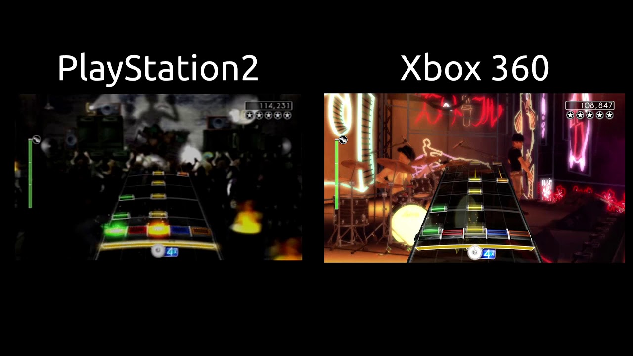 Rock Band 1 PS2 vs. Xbox 360 Comparison