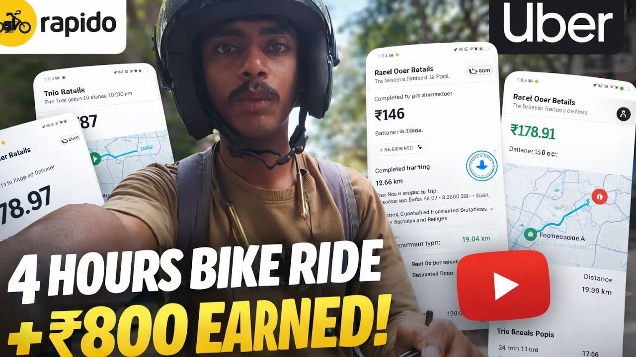 800+ only 4 hours ride krke 💵🤑 rapido earning 💵🤑#rapidobiketaxijob 