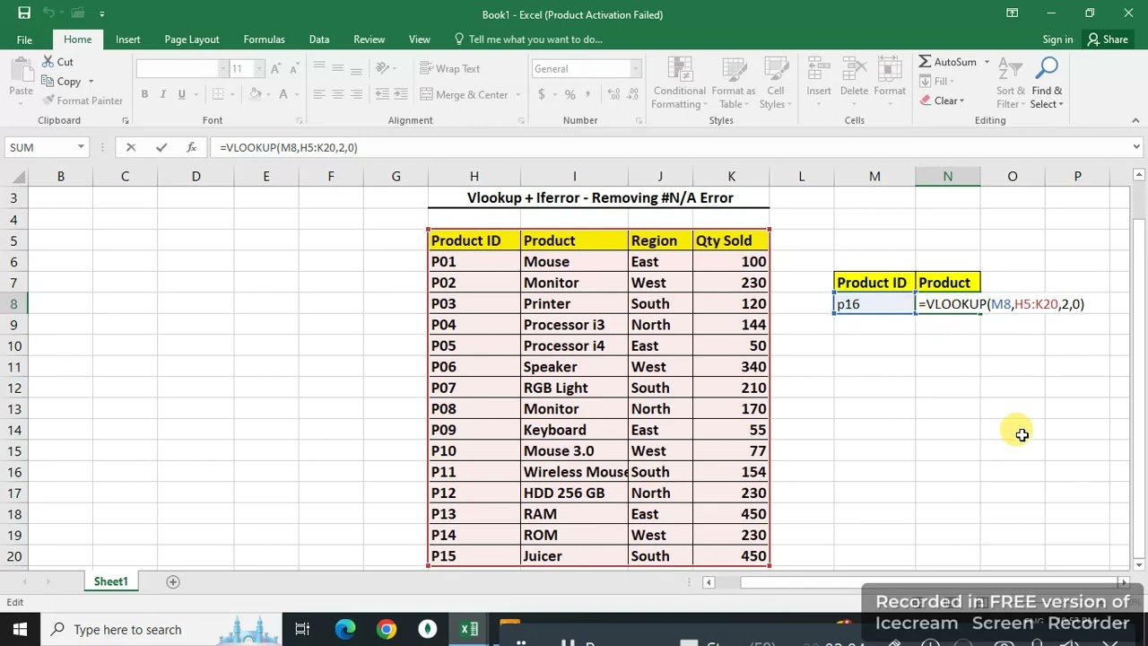 VLOOKUP + IFERROR Formula in Excel |Fix #N/A Error Easily#excel#computereducation#viralvideos#video