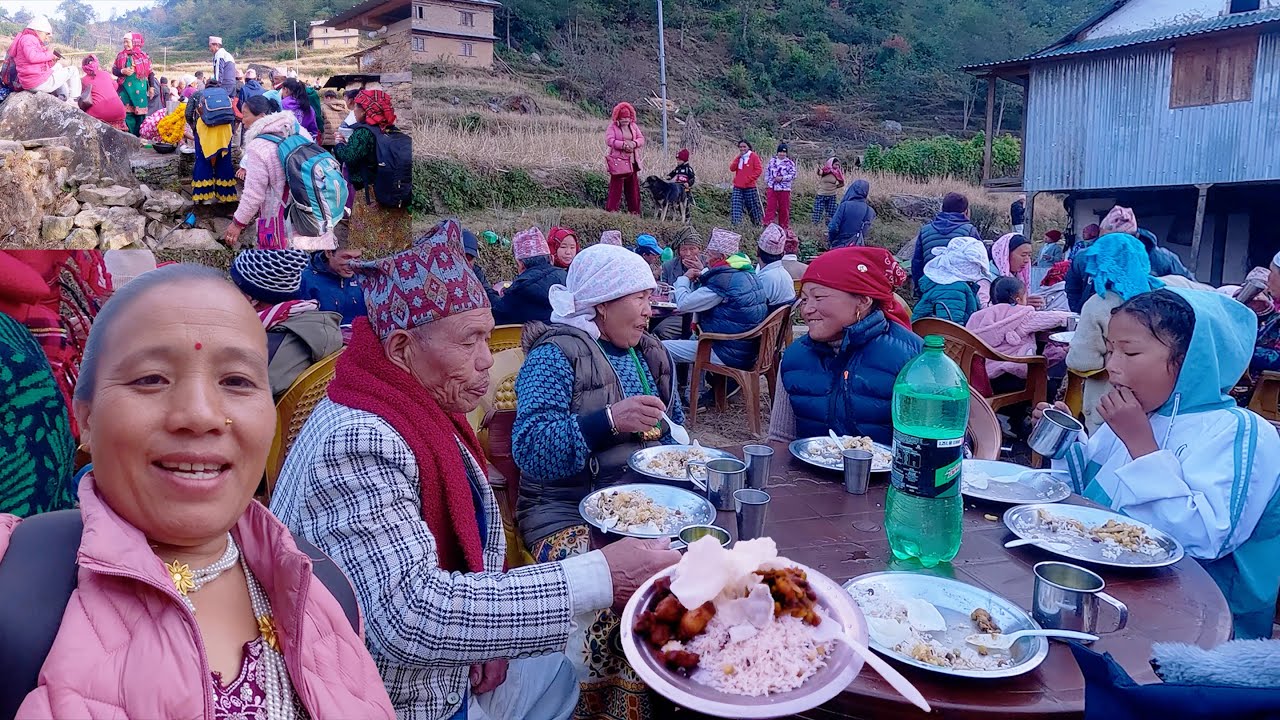  sarmila went to her birth village with friends to attend a  PARTY फार्से || village rural Nepal