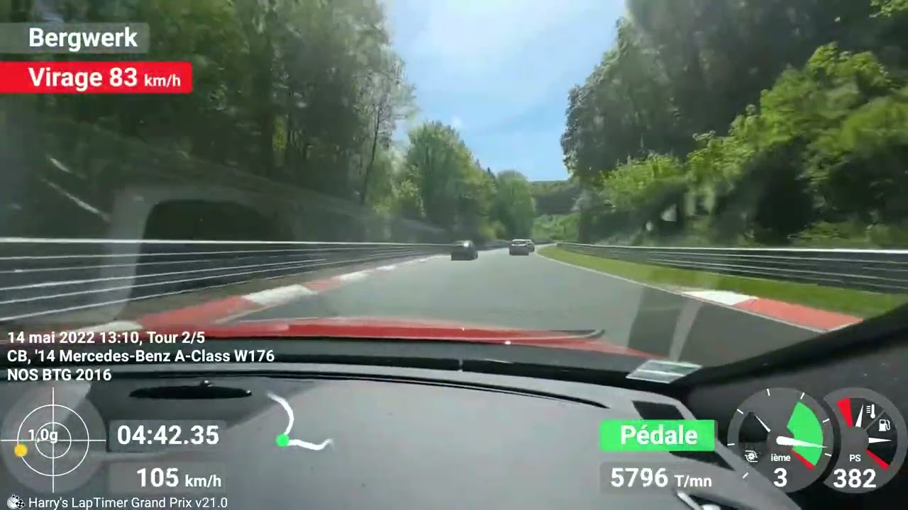 Mercedes A45AMG 8:48 BTG Heavy Trafic, Nurburgring Nordschleife touristenfahrten