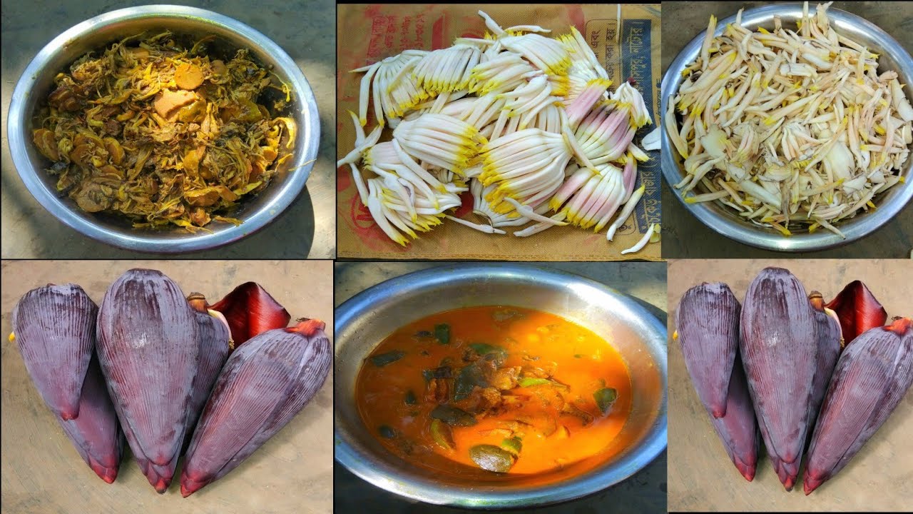 Bangladeshi Village Style Banana Blossom Fry and Dry Fish Cooked with Eggplant...