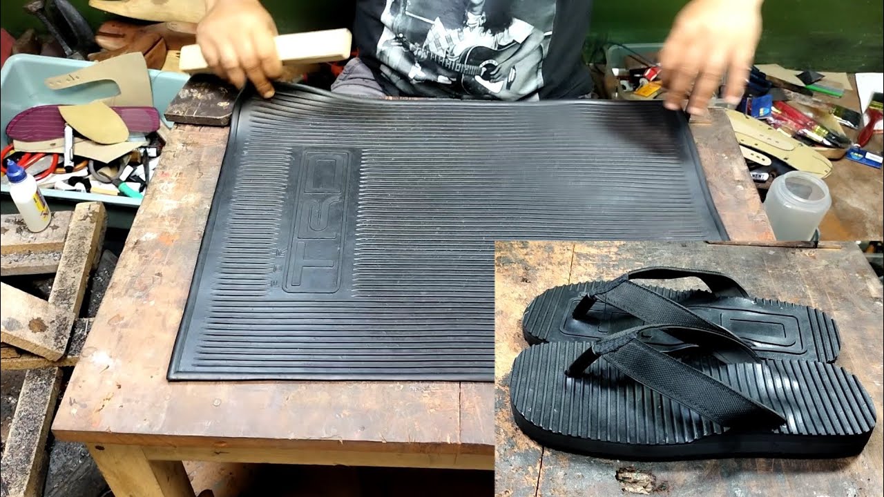 Membuat sandal karet dari keset