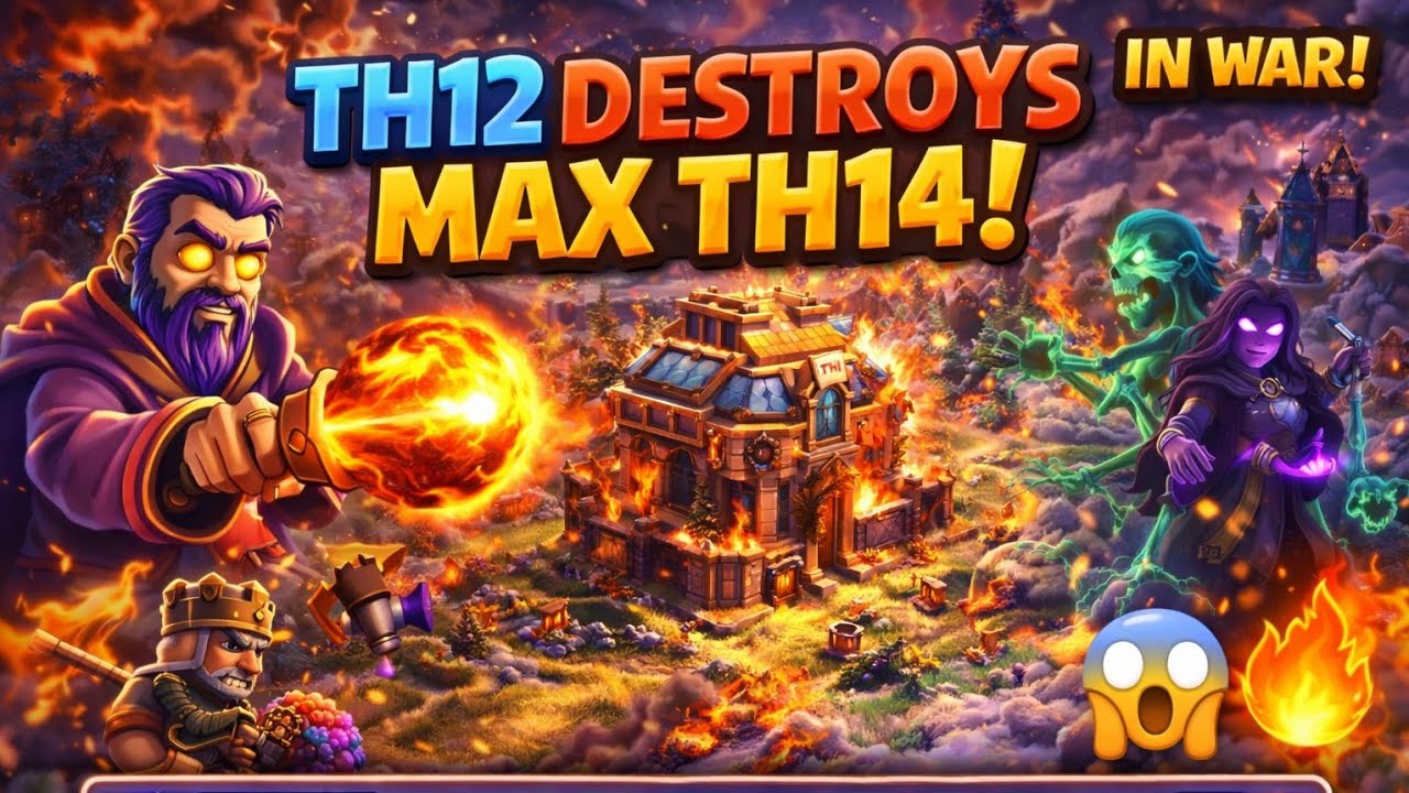 TH12 DESTROYS MAX TH14 in WAR 😱 | Warden Walk Fireball + Super Witch OP Strategy