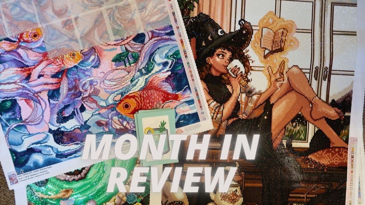 august 2024 diamond painting month in review | 2 finishes and 3 wips!