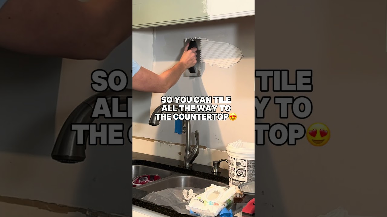 Is the 4&rdquo; granite backsplash a scam? 👀 Watch me rip it out & tile the whole backsplash! #diykitchen