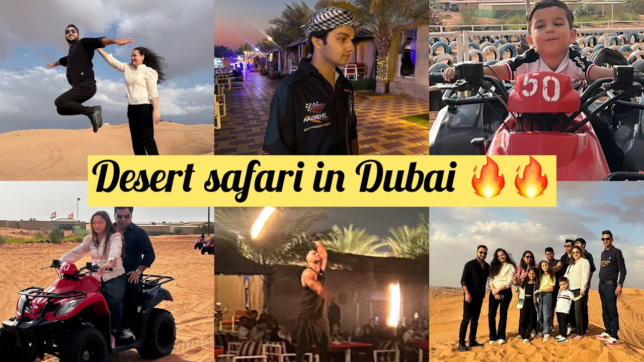 Thrilling Dubai Desert Safari Experience | Quad Biking + Fire Show + Belly Dance#vlog#family#fun#