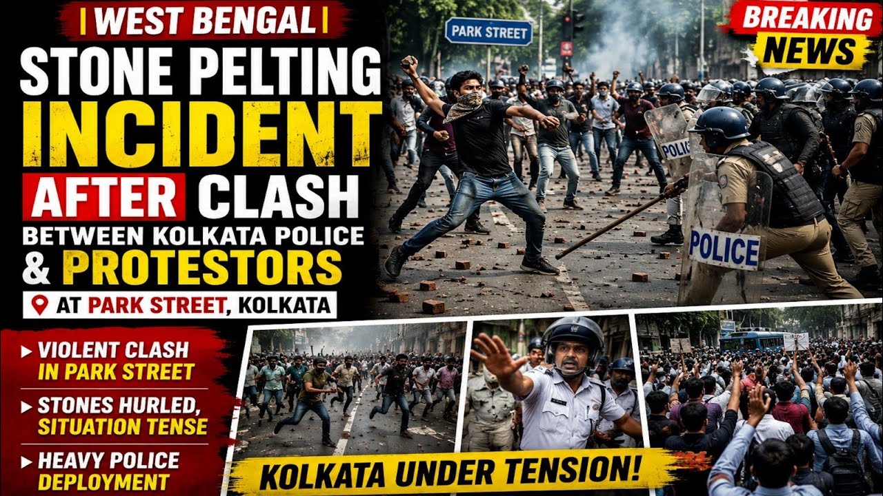 Violence Erupts in Kolkata! Stone Pelting Reported During Park Street Clash