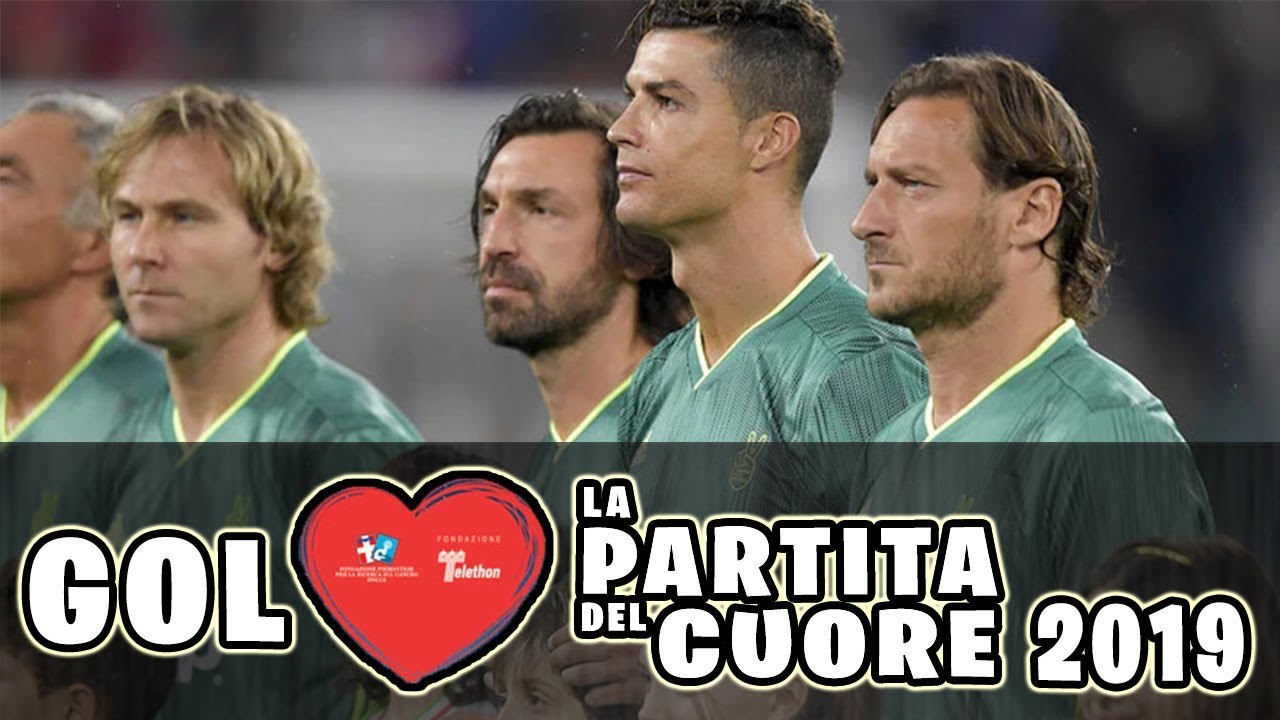 GOL e HIGHLIGHTS PARTITA DEL CUORE 2019 3-2 ⚽ CRISTIANO RONALDO IN GOL con TOTTI, PIRLO, BUFFON...