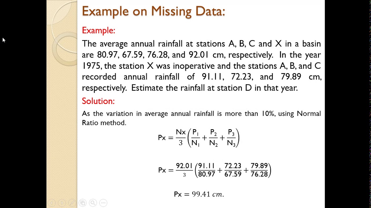 Estimation of Missing Data