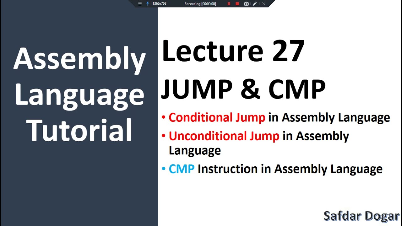 jump | unconditional Jump| Conditional Jump | CMP Instruction in assembly language - 27