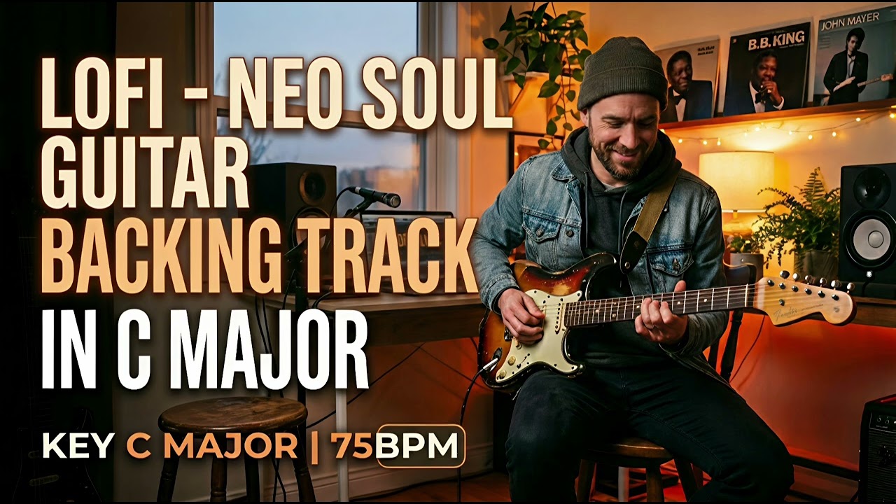 Guitar backing track | lofi-neo soul | key C Mayor | 75BPM #guitar #backingtrack #lofi #neosoul 