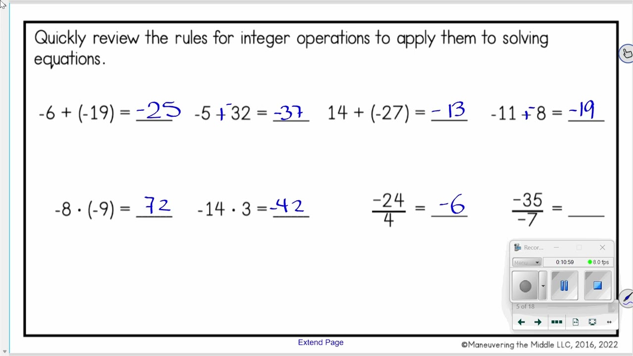 Equations #6 - 2-Step Equations with Rational Numbers - KMS 7th Grade Math/Accelerated 7-8 Math
