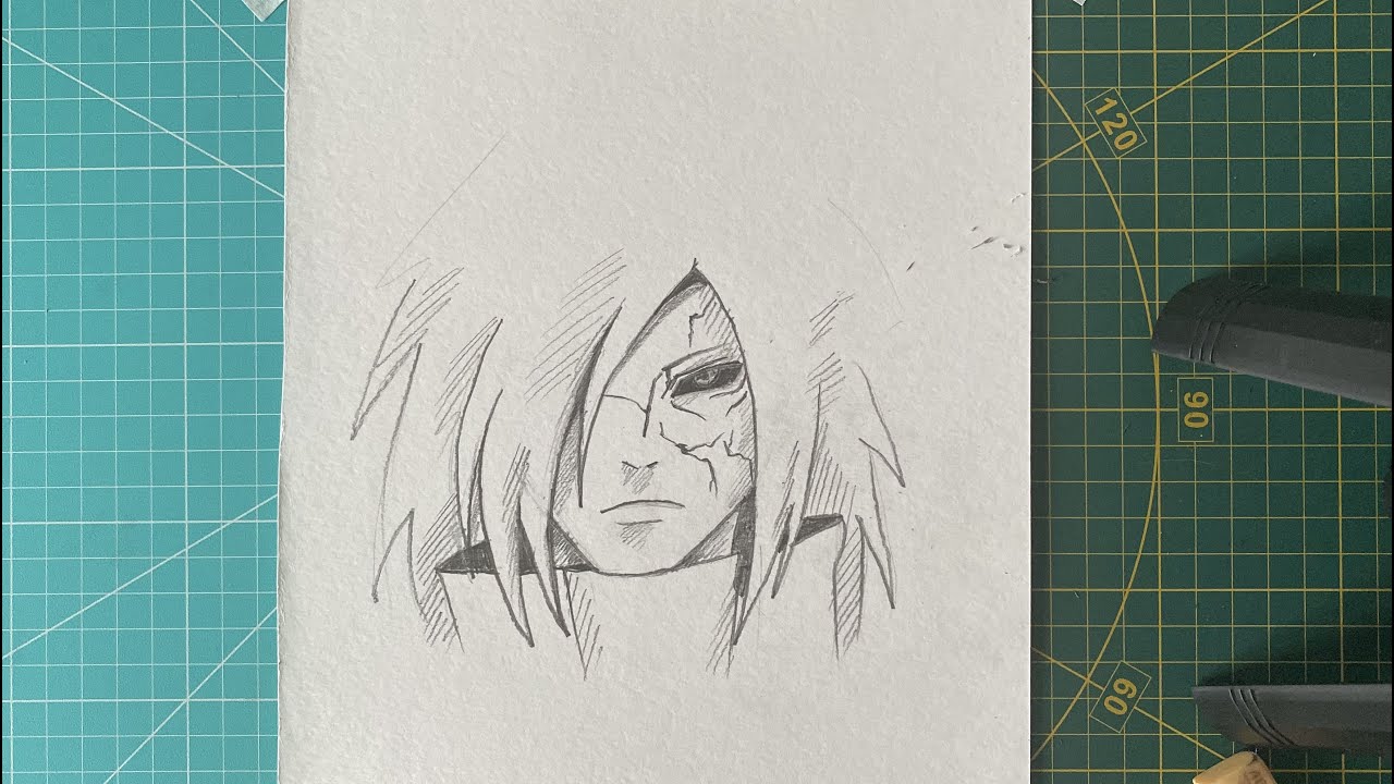 How to draw madara uchiha step-by-step