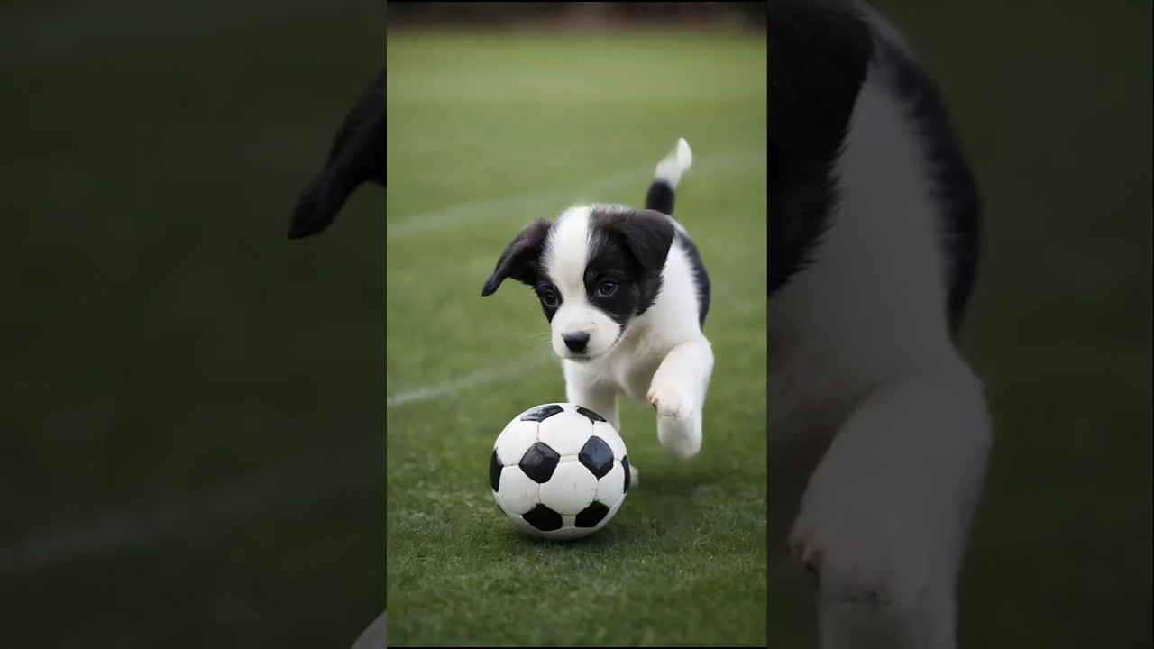 cute puppy playing with a soccer ball football cute video #puppy #dog #cutedog #pets #dogs #shorts