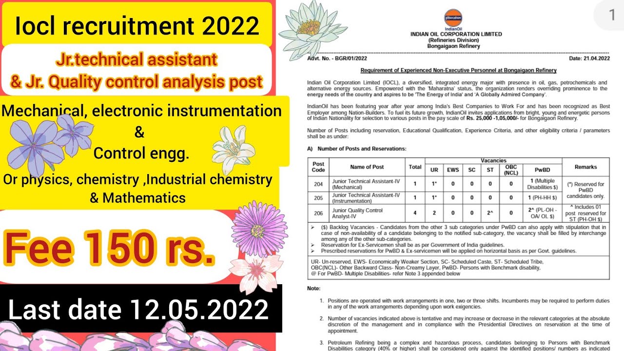 How to apply Iocl recruitment 2022 . Full details