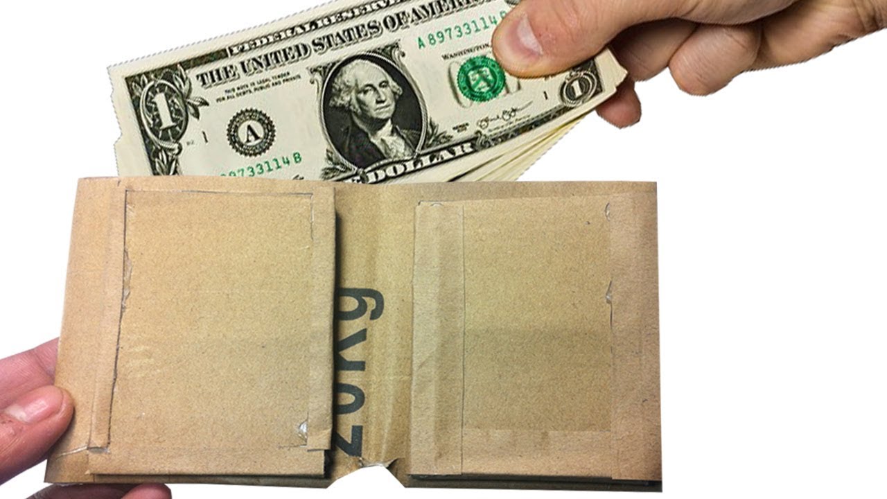 HOW TO MAKE A AWESOME WALLET WITH CARDBOARD(USE CARDBOARD TO MAKE A BILLFOLD OR WALLET!) MONEY BAG
