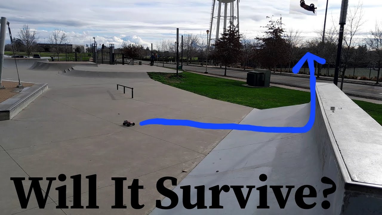 How Durable is the Traxxas 1/16 E-Revo VXL? | Skatepark Bash