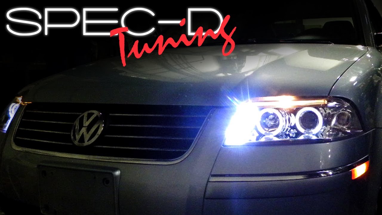 SPECDTUNING INSTALLATION VIDEO: 2001-2005  VOLKSWAGEN PASSAT PROJECTOR HEAD LIGHTS