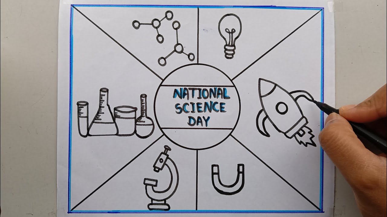National Science Day Poster Drawing। National Science Day Drawing Easy, 28th Feb।Science Day Drawing