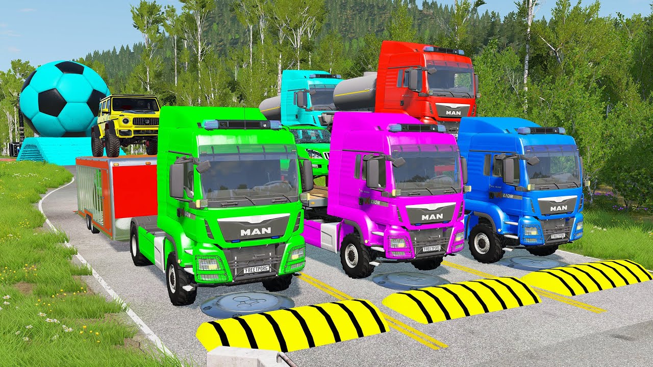 TRANSPORTING PIXAR CARS & FRUITS WITH COLORED & JOHN DEERE vs CLAAS vs TRACTORS - BeamNG.drive #962