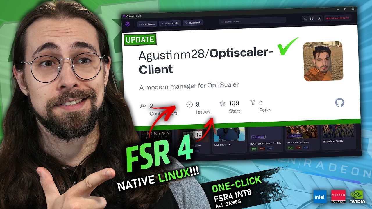 Optiscaler Client just got UPDATED!! Native LINUX Support, New UI, FSR 4.0.2c & MORE!!