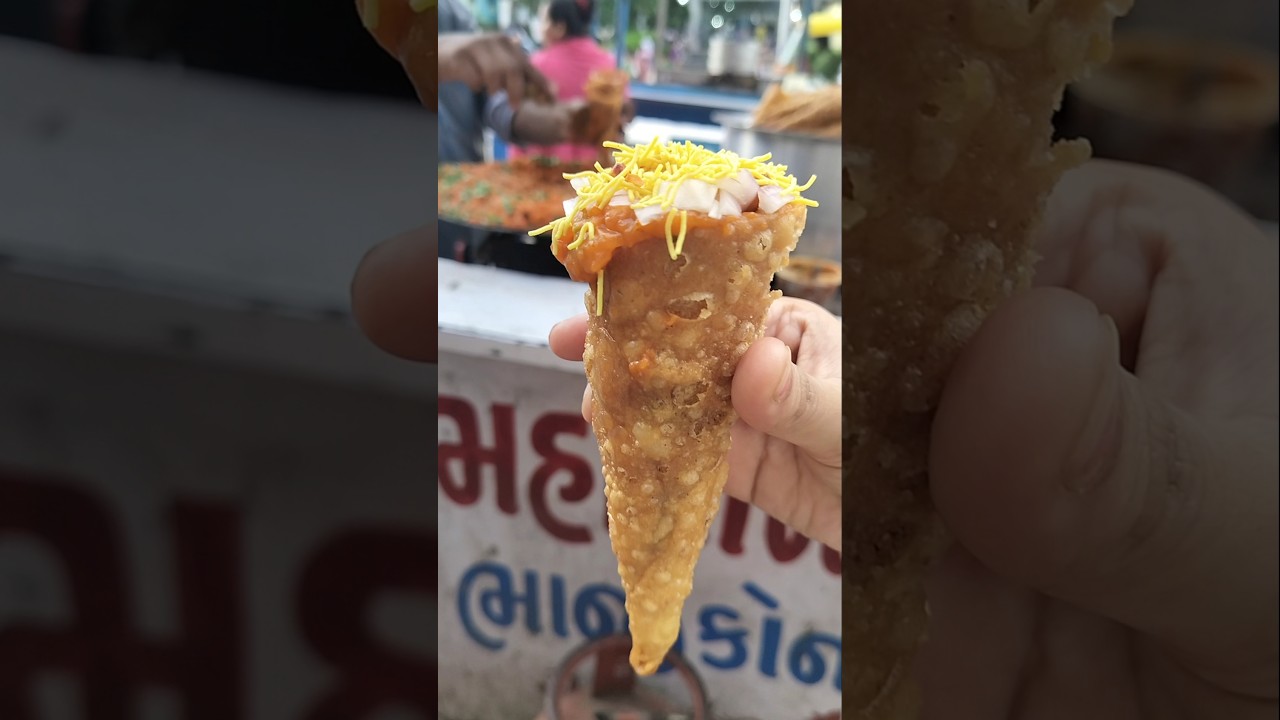 Famous Bhaji cone of Jamnagar, Gujarat 😍🤤😋 #foodie  #streetfood #jamnagar #viral #gujaratifood