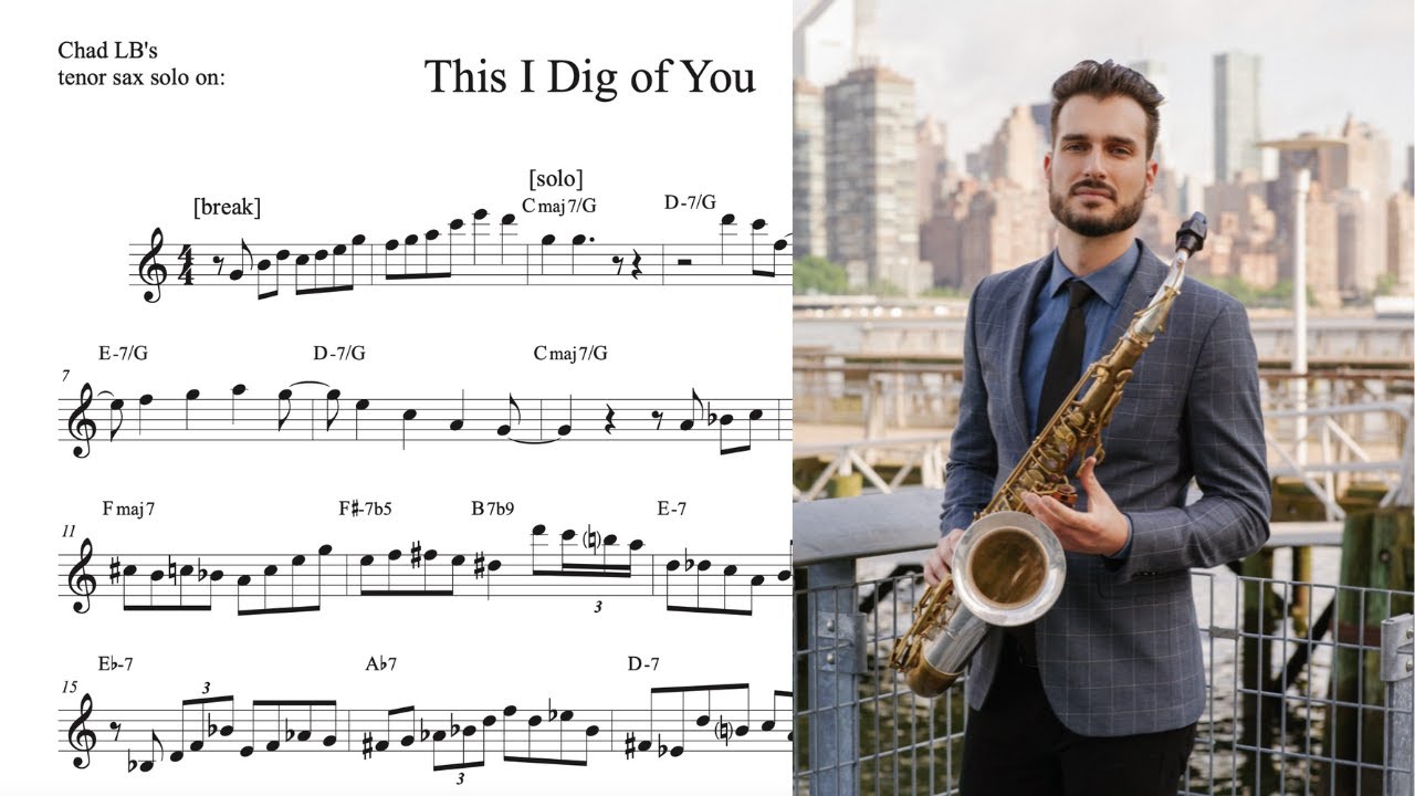 Chad LB's tenor sax solo TRANSCRIPTION on 'This I Dig of You' (Bb)