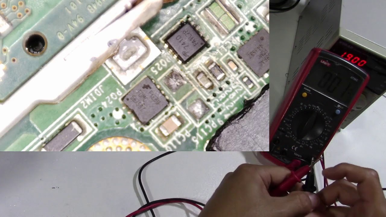 Laptop no enciende-uso tester  y fuente 