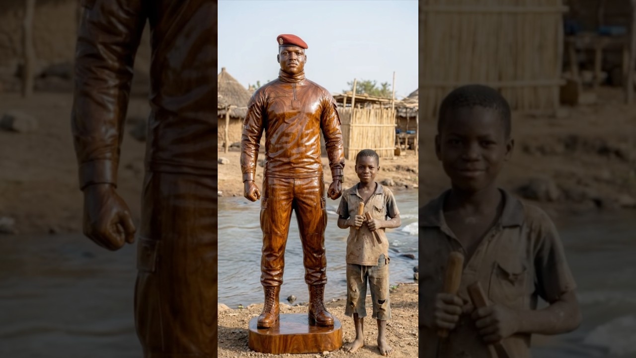 Boy Carving Ibrahim Traore Sculpture