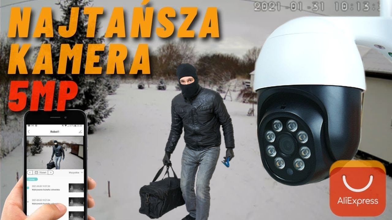 TEST - ДЕШЕВЫЕ 5MP открытый PTZ IP WiFi Гуманоид вращающаяся камера + отслеживание от Aliexpress