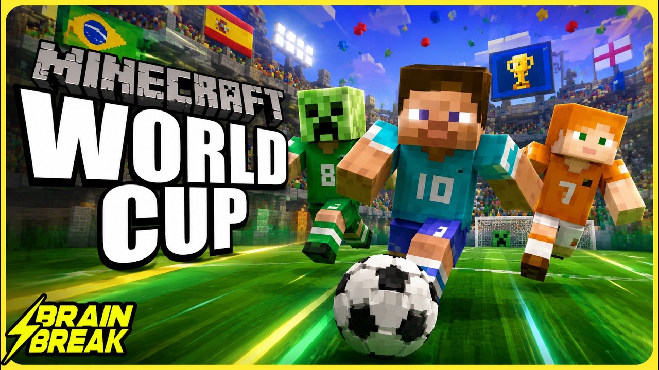 Minecraft World Cup ⚽️ Soccer Brain Break for Kids ⚡️ Coach W