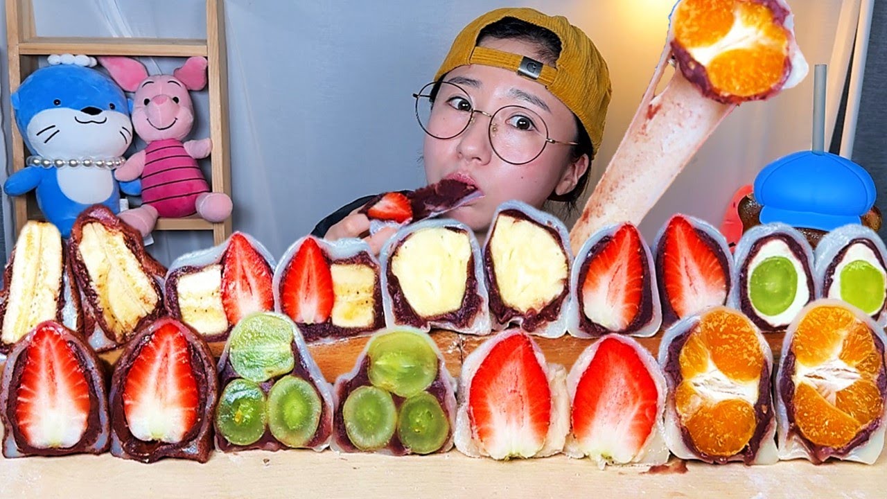 과일찹쌀떡🍓 쫀득쫀득한 과일모찌 딸기찹쌀떡 디저트 먹방 Dessert Mukbang