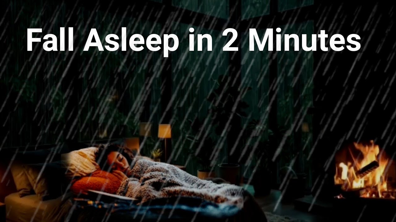 Deep Sleep in 2 Minutes with Heavy Rain Sounds 🌧️ | 2 Hours Black Screen Relaxing Rain