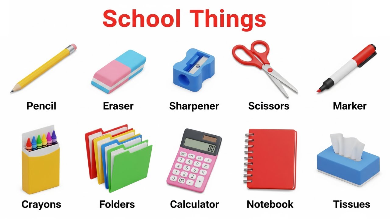 School Things for Kids | Learn 100+ Classroom Objects in English