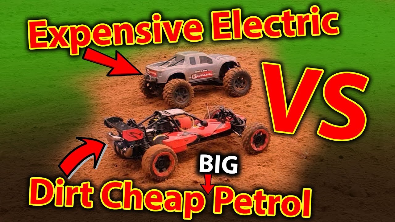 Great Big Petrol RC Car First Bash With Massive Electric RC Car - Rovan 29cc Baja vs Traxxas X-Maxx
