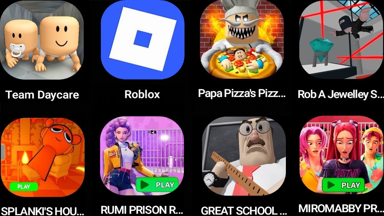 Papa Pizza's Pizzeria,Team Daycare,Roblox,SPLANKI'S HOU,Baby Bobby Daycare!,Escape Bob the Dentist