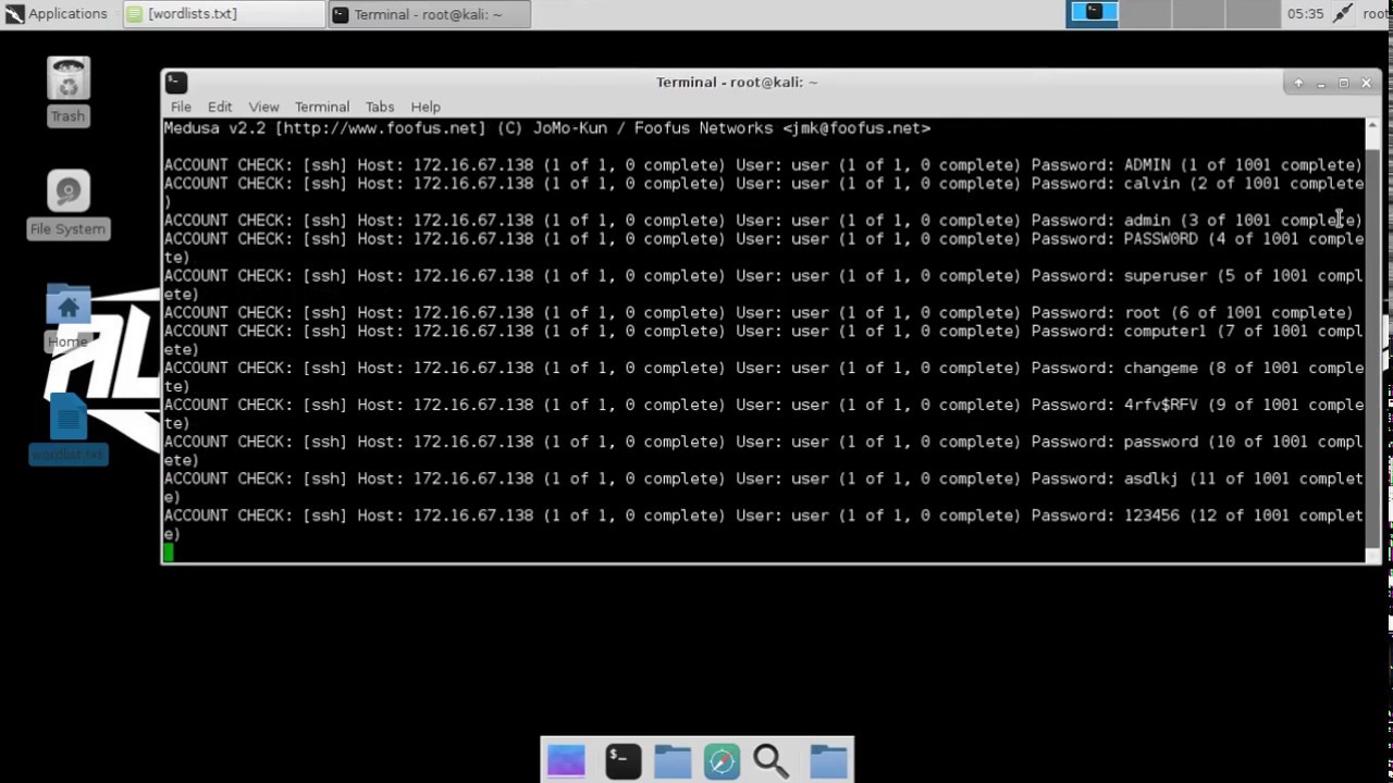 PENETRATION TEST  1 - SSH BRUTE FORCE